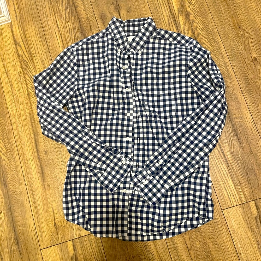 American Eagle S navy/white check button up